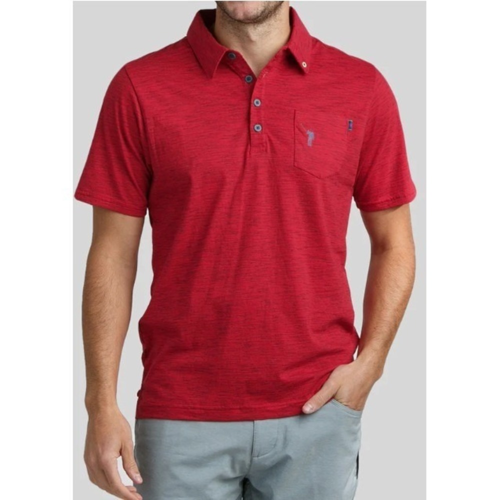 William Murray Golf Men's Size XXL Red Blue Heather Corner‎ Pocket Polo Shirt